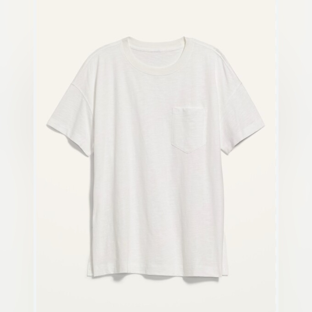 Short-Sleeve Vintage Slub-Knit Tunic T-Shirt - White - S